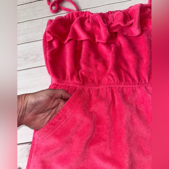 Cool Bay Pink Terry Cloth Swim Cover-Up Romper – XL Beach Summer Loungewear - Picture 7 of 9